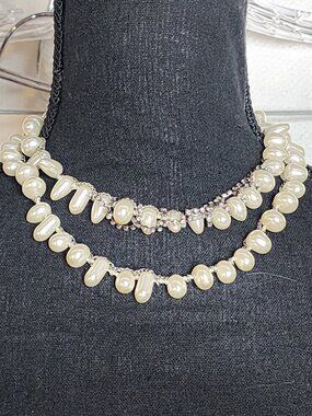 Simply Vera Vera Wang Rhinestone Faux Pearls on a Cord 33.5" Statement Necklace